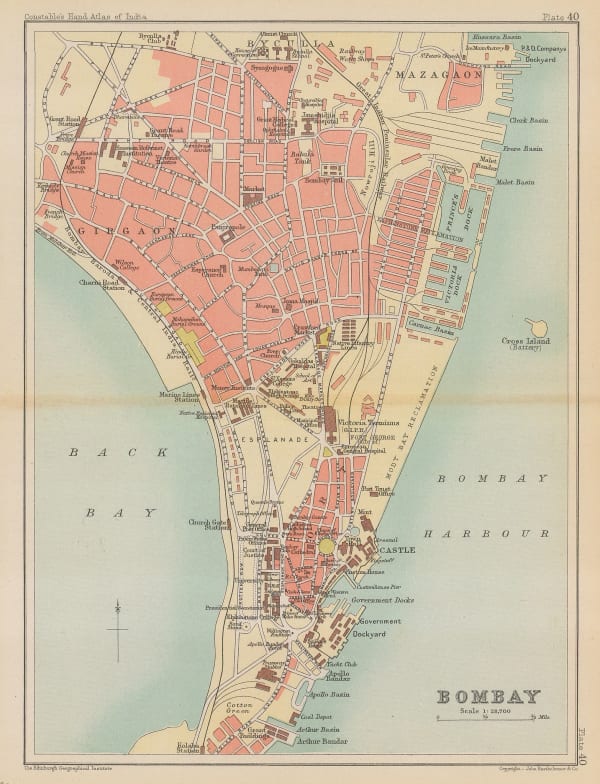 John Bartholomew, Plan of central Mumbai (Bombay), 1893