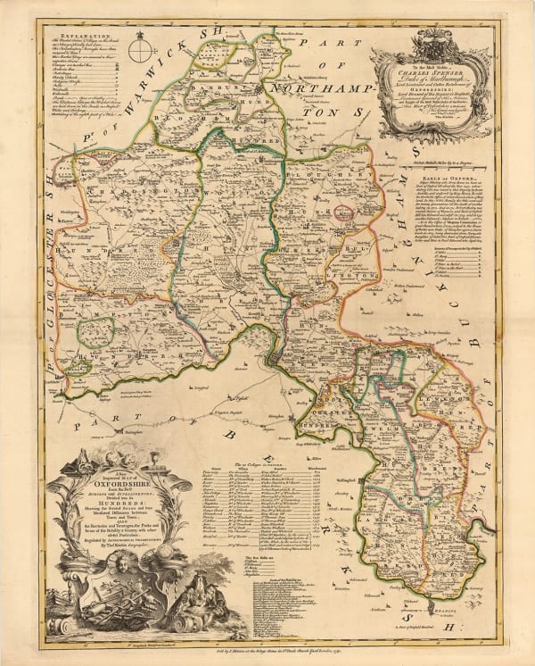 Emanuel Bowen & Thomas Kitchin, A New Improved Map of Oxfordshire, 1760 c.