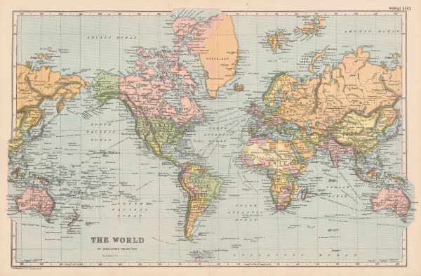 George W. Bacon, The World on Mercator's Projection, 1895