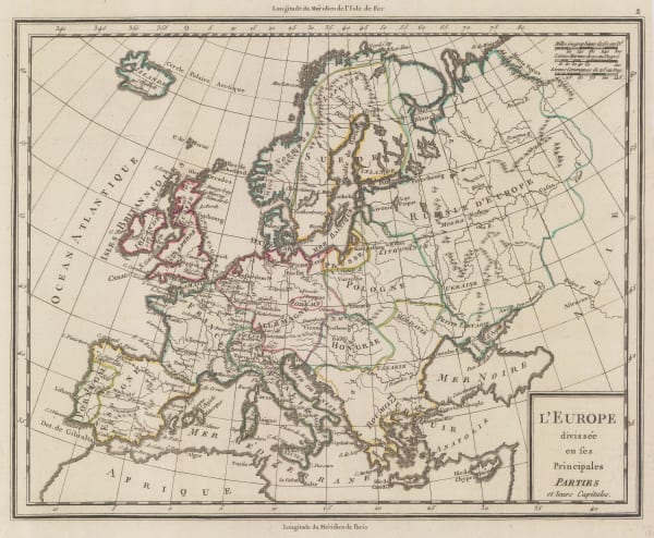 Pierre Tardieu, Europe showing political borders, 1785