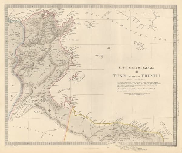 Society for the Diffusion of Useful Knowledge (SDUK), North Africa or Barbary - Tunis and Part of Tripoli, 1879