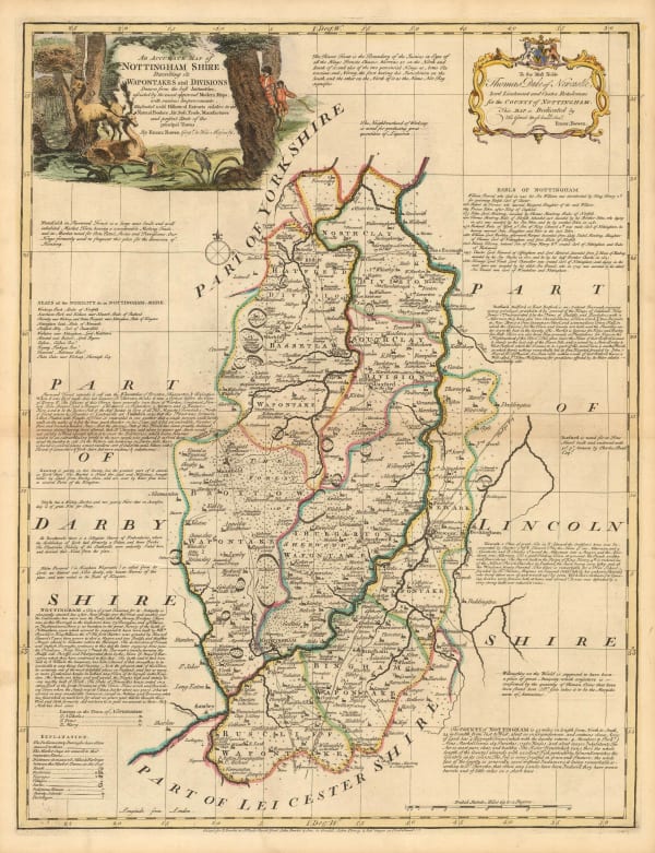 Emanuel Bowen & Thomas Kitchin, An Accurate Map of Nottinghamshire Describing its Wapontakes and Divisions, 1760