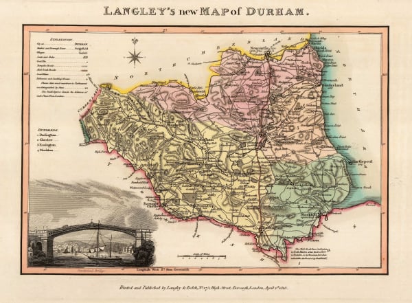 Langley & Belch, Langley's New Map of Durham, 1817