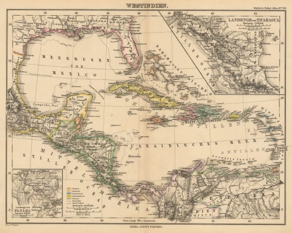 Justus Perthes, The West Indies and Central America, 1870 c.