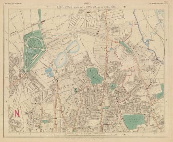 Edward Stanford, Finsbury Park, Stoke Newington & Tottenham, 1882