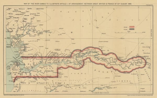 Edward Hertslet, Map of the River Gambia to Illustrate Article 1. of Arrangement Between Great Britain & France, 1909