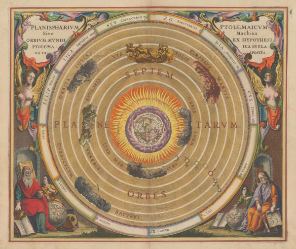 Andreas Cellarius, Planisphaerium Ptolemaicum sive Machina Orbium Mundi Ex Hypothesi Ptolemaica in Plano Disposita, 1661