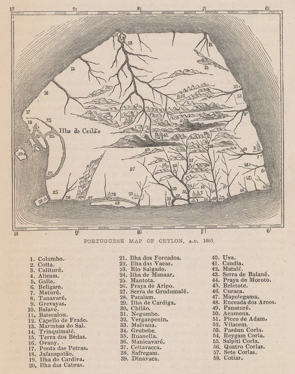 J. Emerson Tennent, Portuguese Map of Ceylon, A.D. 1685, 1859