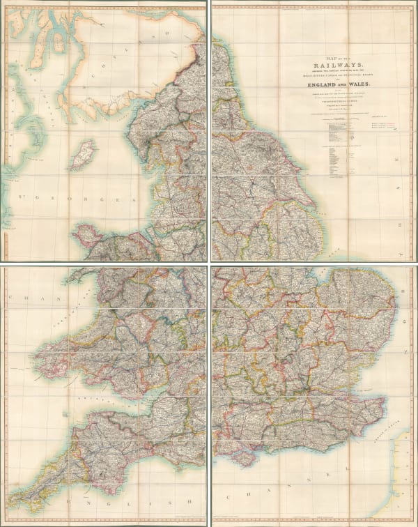 Aaron Arrowsmith, Map of the Railways Showing the Various Stations with the Hills, Rivers, Canals and Principal Roads of England and Wales, 1845