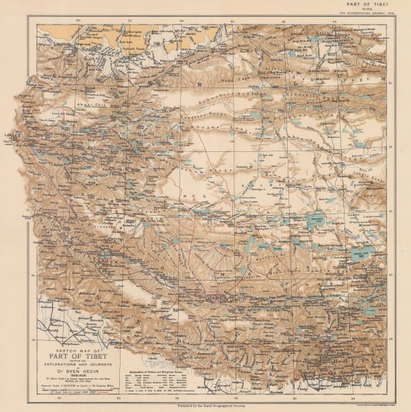 Royal Geographical Society (RGS), Sketch Map of Tibet, 1909