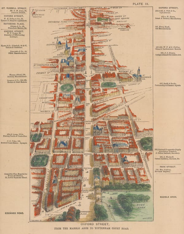 Thomas Sulman, Oxford Street, from Marble Arch to Tottenham Court Road, 1880