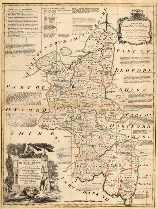 Emanuel Bowen & Thomas Kitchin, An Accurate Map of Buckinghamshire, 1756