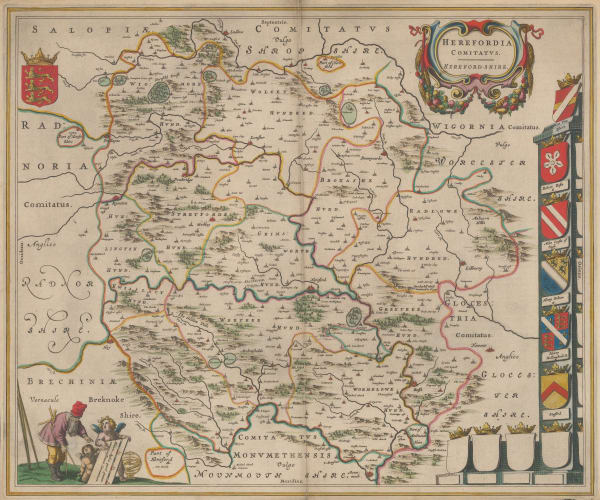 Willem & Jan Blaeu, Herefordia Comitatvs: Hereford-shire, 1650 c.