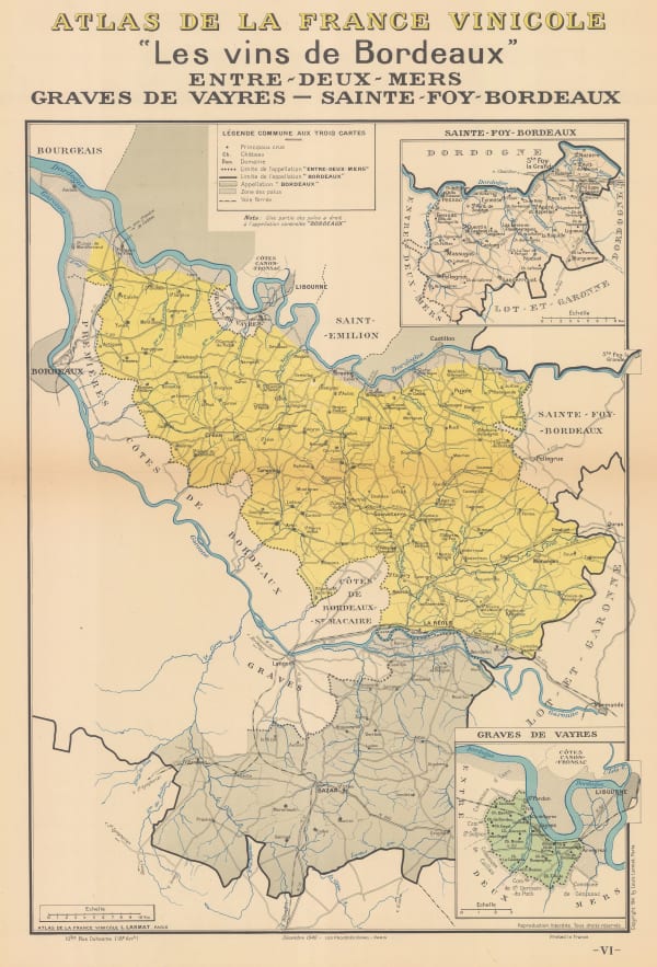 Louis Larmat, Wine map of Entre-Deux-Mers, Grave de Vayres- Sainte-Foy-Bordeaux, 1943