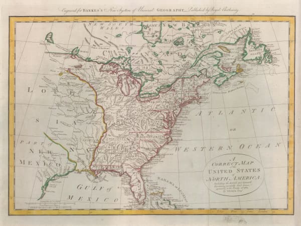 Thomas Bowen, Very early map of the newly formed United States, 1787