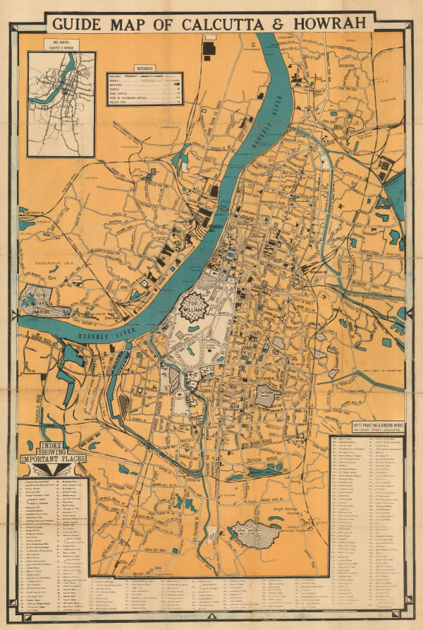 Dipti Printing, Vintage guide map of Kolkata (Calcutta) and Howrah, 1960 c.