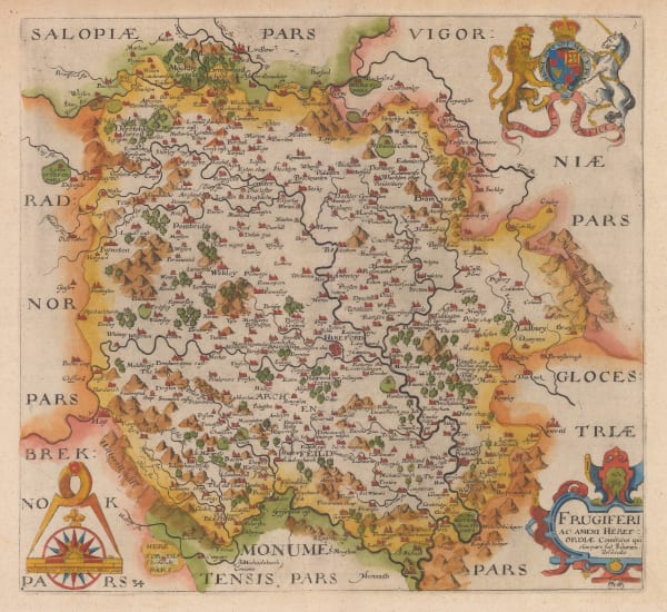 Christopher Saxton & William Hole, Frugiferi ac Ameni Herefordiae, 1637