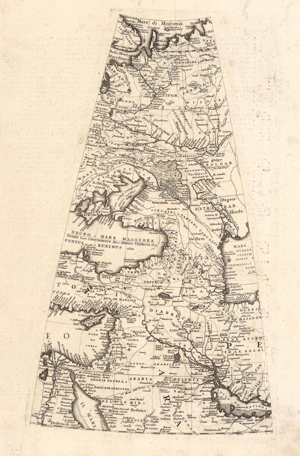 Vincenzo Coronelli, Globe Gore with the Middle East, Caucasus, and Russia, 1696