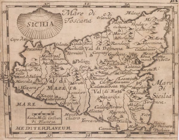 Pierre Duval, Miniature map of Sicily, 1681
