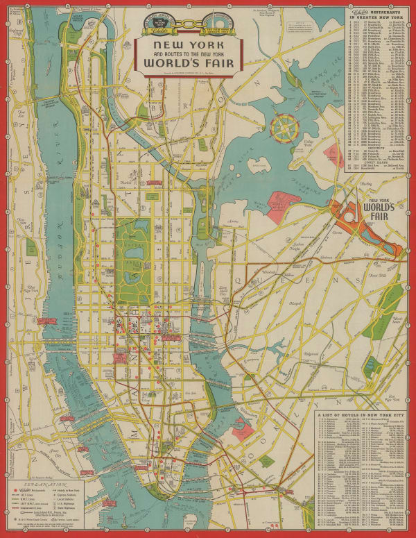 Hagstrom Co. Inc., New York and Routes to the New York World's Fair, 1939