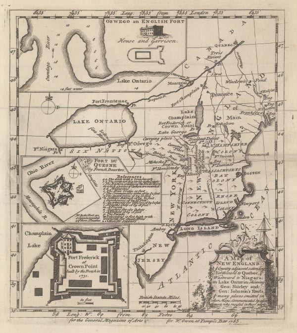 William Owen, French & Indian War Map of New England, 1755