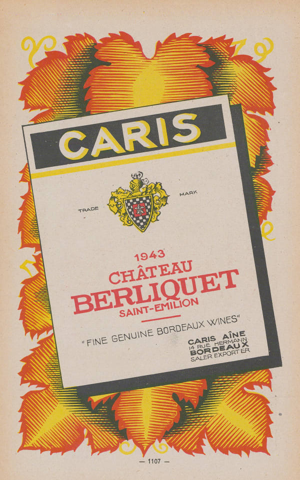 Walter Crotch, Wine - Château Berliquet, 1947