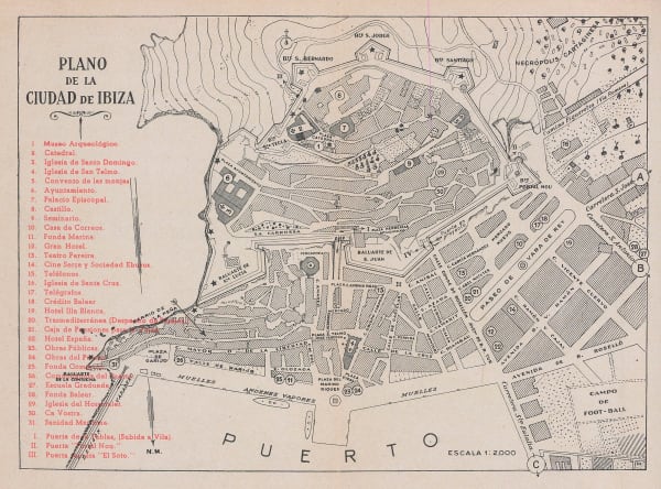 Anonymous, City plan of Ibiza, 1950 c.