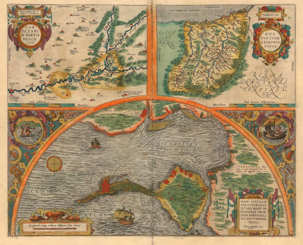 Abraham Ortelius, Cadiz, Toledo & Gipuzkoa (Basque Country), 1592