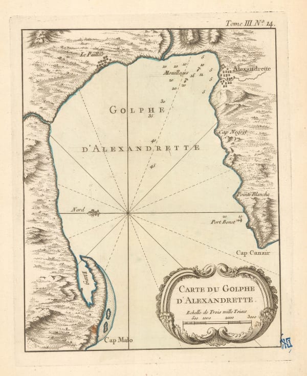 Jacques-Nicolas Bellin, Chart of the Gulf of İskenderun, 1750
