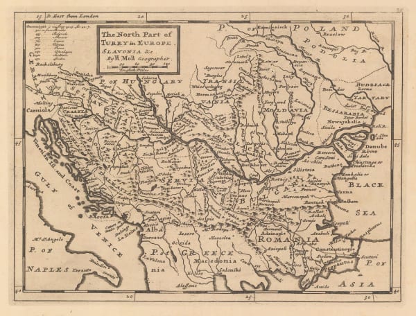 Herman Moll, The North Part of Turky in Europe, Slavonia & c, 1755 c.