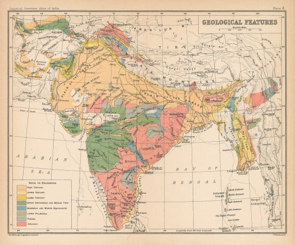 J.G. Bartholomew, India - Geological features, 1909