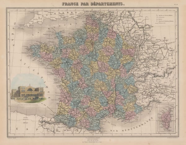 J. Migeon, France divided into Departments, 1891