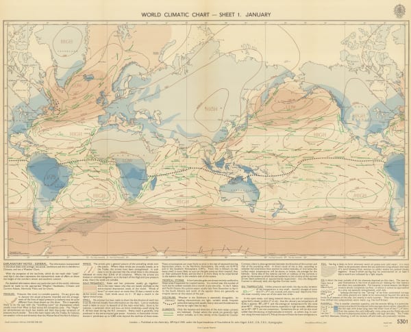 British Admiralty, World Climate Chart - January, 1956