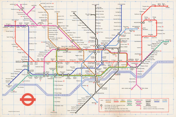 Paul E. Garbutt, London Underground Map, 1972
