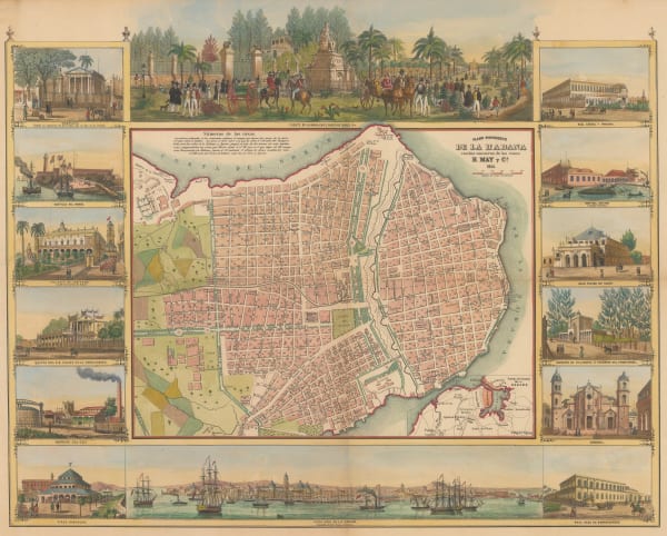 Frédéric (Federico) Mialhe, Picturesque plan of Havana, Cuba, 1851