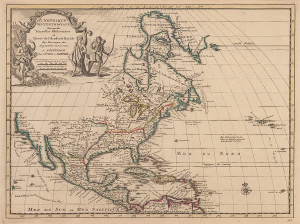 Covens (Jean) & Mortier (Cornelius), Decorative map of North America, 1730 c.