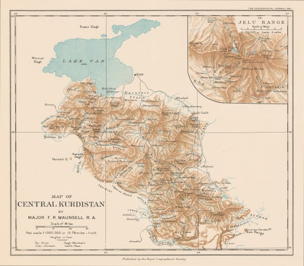 Royal Geographical Society (RGS), Map of Central Kurdistan by Major F.R. Maunsell, 1901