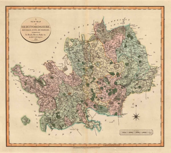 John Cary, A New Map of Hertfordshire, 1801