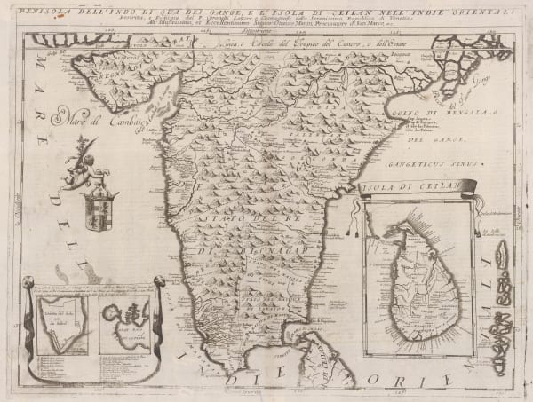 Vincenzo Coronelli, Penisola Dell' Indo Di Qua Del Gange E L'Isola di Ceilan Nell' Indie Orientali, 1696