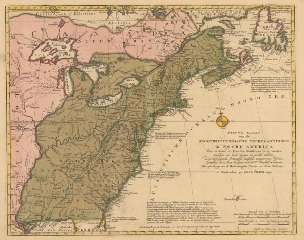 Isaac Tirion, East coast showing British claims, 1755