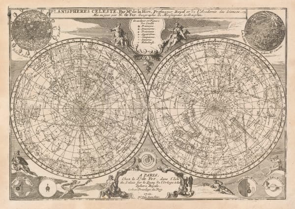 Nicolas de Fer, Celestial Double Hemisphere, 1705