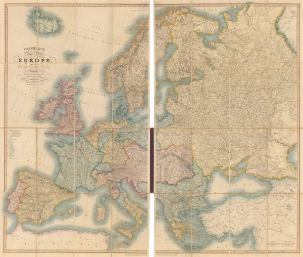 George Frederick Cruchley, Folding wall map of Europe, 1855