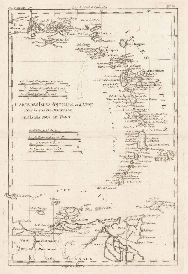 Rigobert Bonne, The Lesser Antilles, 1780 c