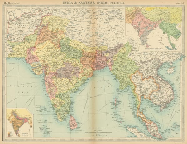 John Bartholomew, India & Southeast Asia - Political, 1922