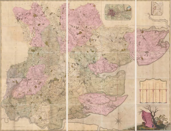 John Chapman & Peter André, Monumental Wall Map of Essex, 1785