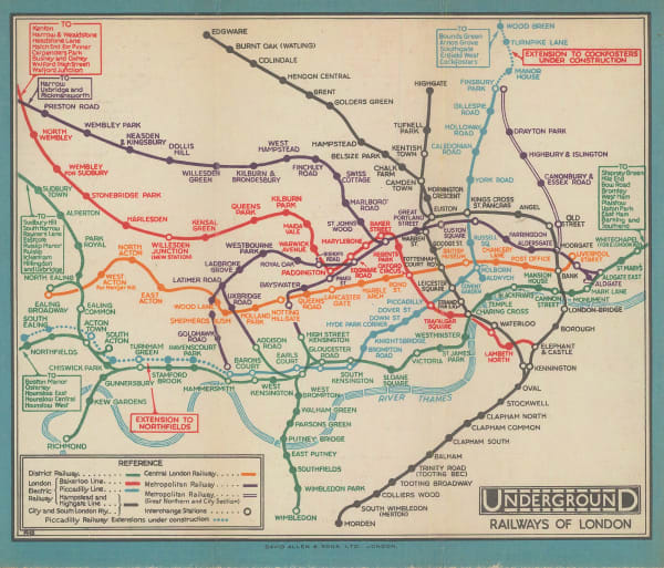 Fred H. Stingemore, Map of London's Underground Railways, 1930