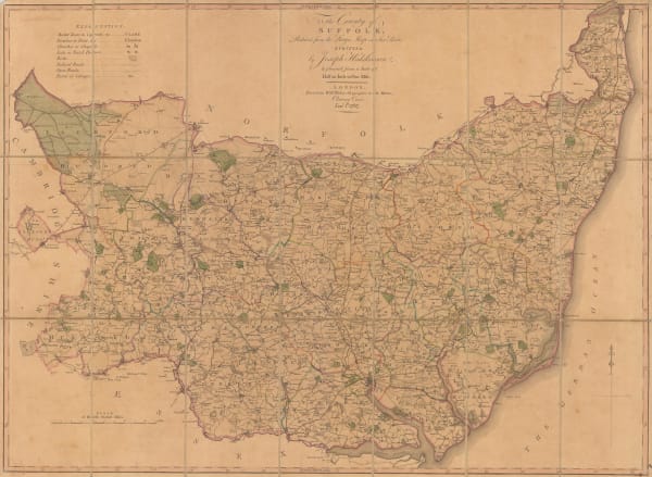 William Faden, The County of Suffolk, reduced from the Large Map in Six Sheets Surveyed by Joseph Hodskinson; & planned from a Scale of Half an Inch to One Mile, 1797