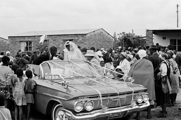 Ernest Cole, Rented cars are a status symbol at middle-class marriages. Expensive weddings can leave couples broke for a year, circa 1965