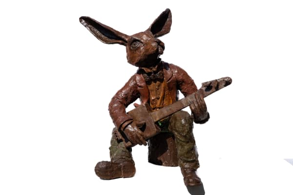 Carol Cauldwell, Rabbit playing bik guitar, 2018
