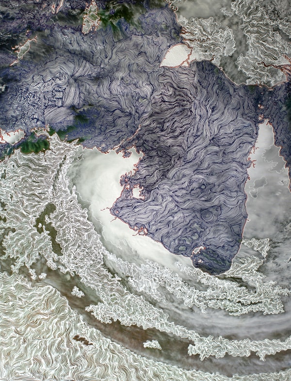 Patrick Waterhouse, Satellite Image of Tropical Cyclone Paul Hitting Northern Territory in 2010 (Two) / Restricted with Athena Nangala Granites, 2016 - 2017